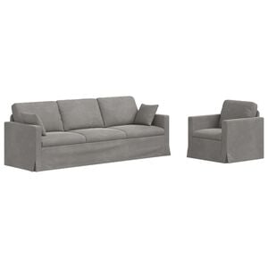 vidaXL Ensemble de Canap&eacute;s 2 pc Gris clair Velours