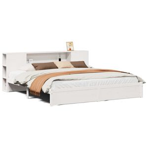 vidaXL Lit biblioth&egrave;que sans matelas blanc 200x200 cm bois pin massif