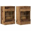 vidaXL Meubles muraux avec lumi&egrave;res LED pour TV 2 pcs vieux bois 40x30x60,5cm