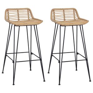 vidaXL Tabouret de bar 2 pc Naturel 44 x 45 x 76 cm Rattan et Acier
