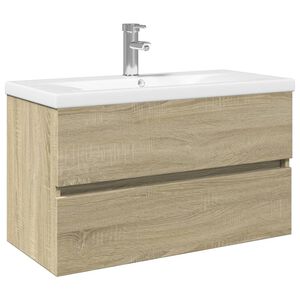 vidaXL Ensemble de meubles de bain 2pcs céramique et bois d'ingénierie