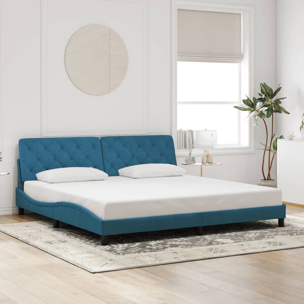 vidaXL Cadre de lit sans matelas bleu 200x200 cm velours
