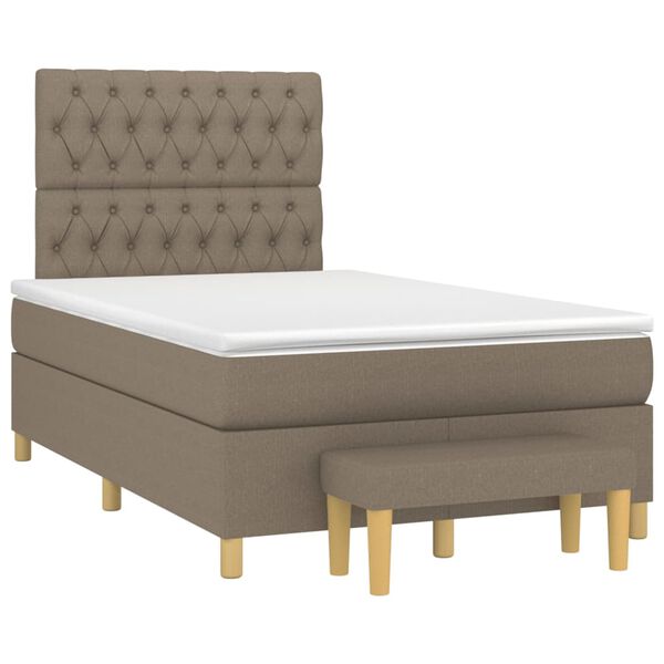 vidaXL Sommier &agrave; lattes de lit avec matelas Taupe 120x200 cm Tissu
