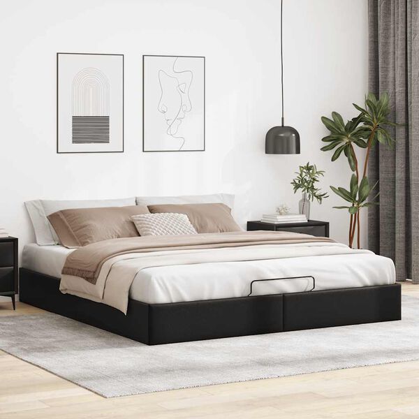 vidaXL Cadre de lit ottoman sans matelas noir 160x200 cm similicuir
