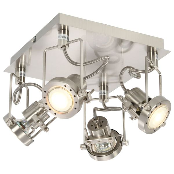 vidaXL Projecteur &agrave; 4 voies Argent&eacute; GU10