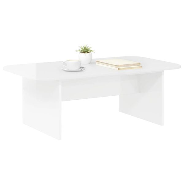 vidaXL Table basse Blanc brillant 93 x 53 x 33 cm Bois d'ing&eacute;nierie