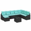 vidaXL Ensemble de Canap&eacute;s avec coussin 9 pcs Noir polyrotin