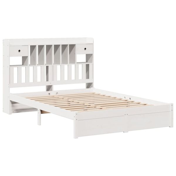 vidaXL Lit biblioth&egrave;que sans matelas blanc 140x190 cm bois pin massif