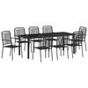 vidaXL Ensemble de salle &agrave; manger pour jardin 9 pcs Noir