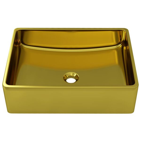 vidaXL Lavabo 41 x 30 x 12 cm C&eacute;ramique Dor&eacute;