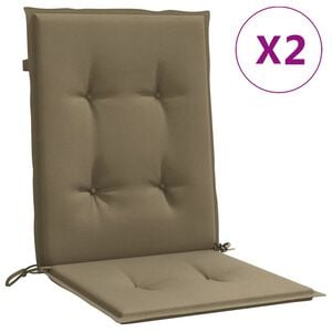 vidaXL Coussins de chaise &agrave; dossier bas lot de 2 taupe m&eacute;lang&eacute; tissu