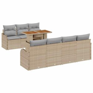 vidaXL Ensemble de canap&eacute; de jardin 8 pcs Beige Poly rotin