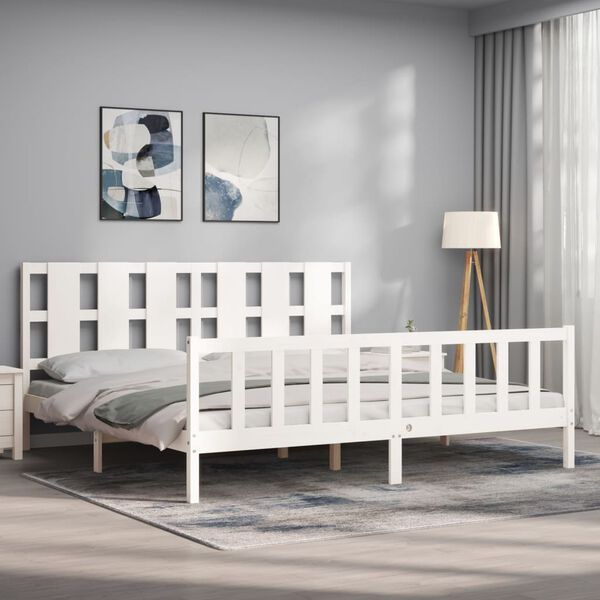 vidaXL Cadre de lit sans matelas blanc bois de pin massif