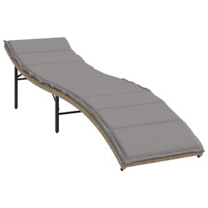 vidaXL Chaise longue avec coussin beige 55x199x50 cm r&eacute;sine tress&eacute;e
