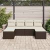 vidaXL Ensemble de canapé de jardin 6 pcs Marron et blanc Poly rotin