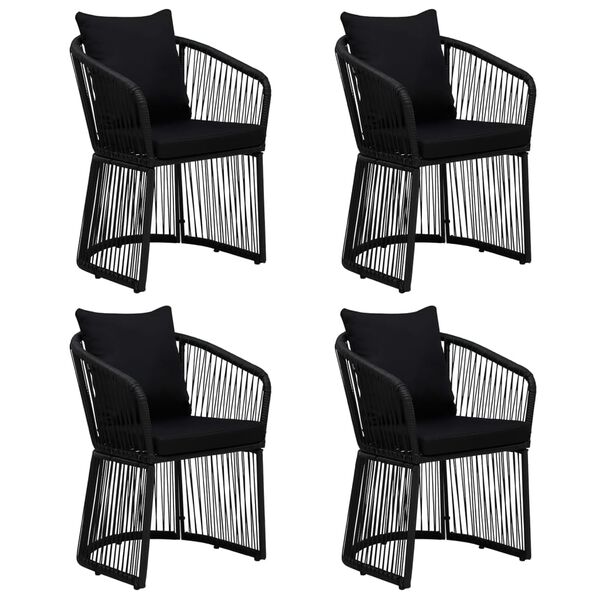 vidaXL Ensemble &agrave; manger de jardin et coussins 5pcs Noir Rotin PVC