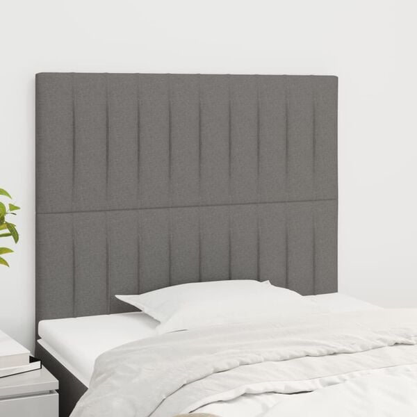 vidaXL T&ecirc;te de lit Gris fonc&eacute; 90x5x118/128 cm Tissu