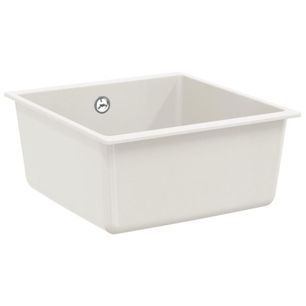 vidaXL &Eacute;vier Blanc 430 x 460 mm 80% Quartz et 20% R&eacute;sine