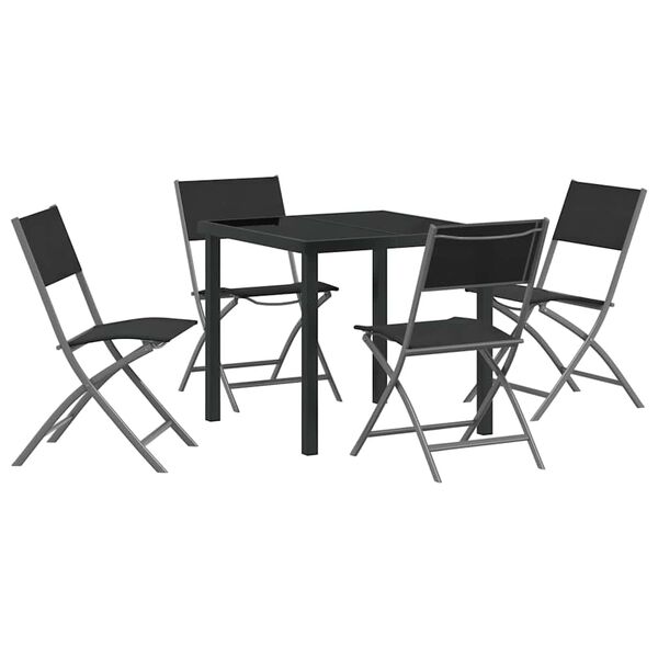 vidaXL Ensemble de salle &agrave; manger pour jardin 5 pcs Noir