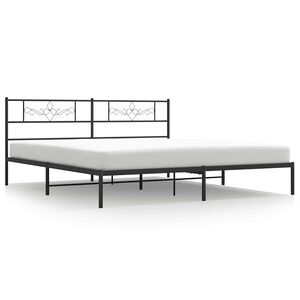 vidaXL Cadre de lit m&eacute;tal sans matelas avec t&ecirc;te de lit noir 183x213cm