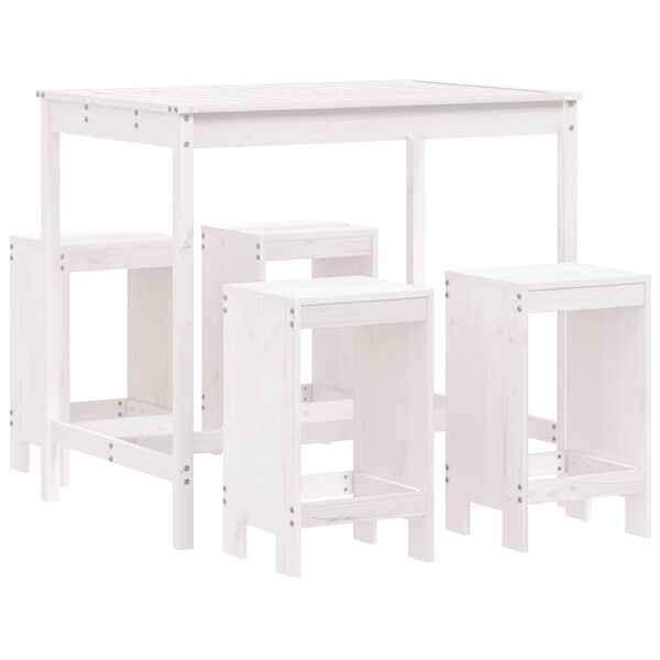 vidaXL Ensemble de bar de jardin 5 pcs blanc bois massif de pin