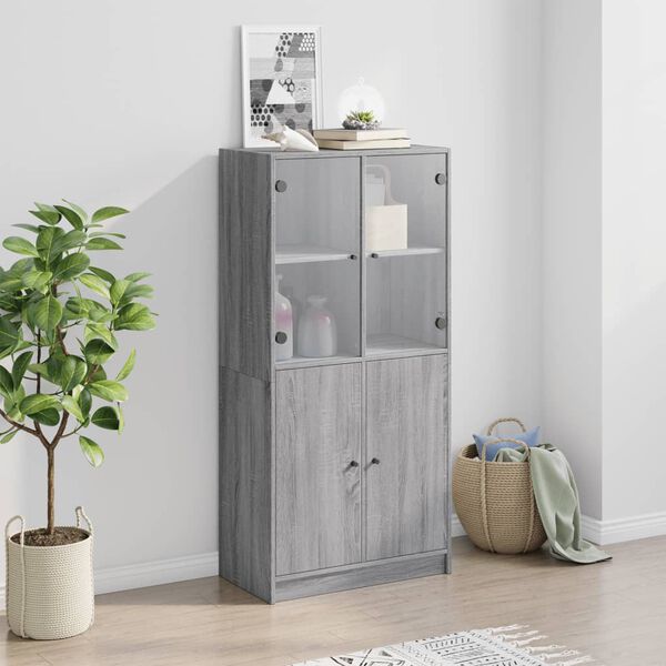 vidaXL Buffet haut avec portes gris sonoma 68x37x142cm bois ing&eacute;nierie