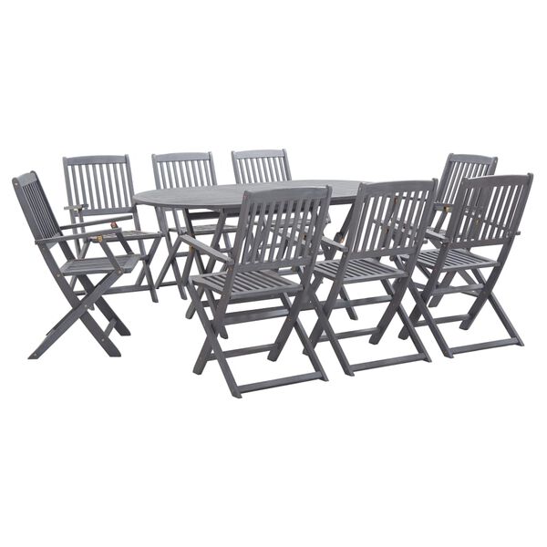 vidaXL Ensemble &agrave; manger de jardin 9 pcs Bois d'acacia massif Gris