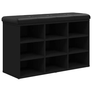 vidaXL Banc &agrave; chaussures noir 82x32x50 cm bois d'ing&eacute;nierie