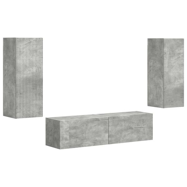 vidaXL Ensemble meuble TV 2 pcs Gris b&eacute;ton Bois d'ing&eacute;nierie