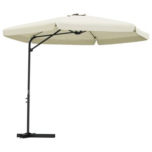 vidaXL Parasol d'ext&eacute;rieur avec m&acirc;t en acier 300 cm blanc sable