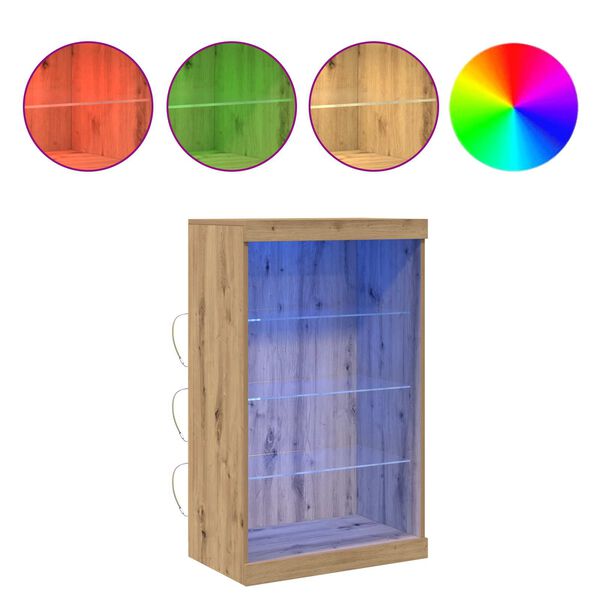 vidaXL Buffet LED Ch&ecirc;ne artisanal 60,5 x 37 x 100 cm Bois d'ing&eacute;nierie