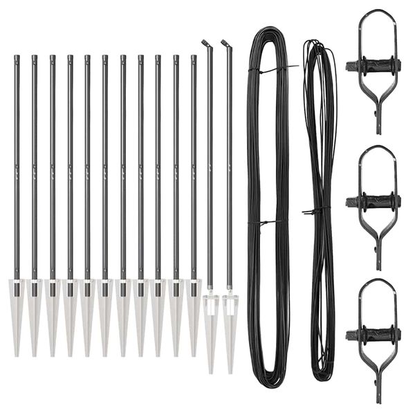 vidaXL Poteaux de clôture 13 pcs Gris Ø32mm 180 cm Acier galvanisé