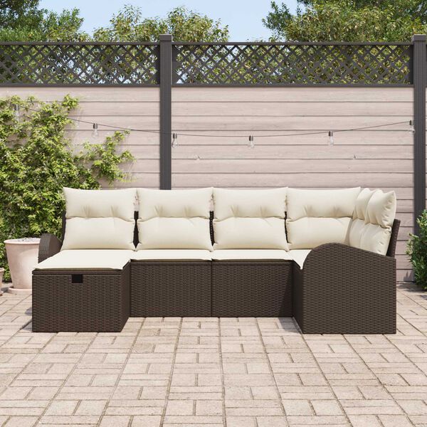 vidaXL Ensemble de canap&eacute; de jardin 6 pcs Marron Poly rotin