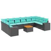 vidaXL Ensemble de canap&eacute; de jardin 11 pcs avec coussins noir r&eacute;sine tress&eacute;e