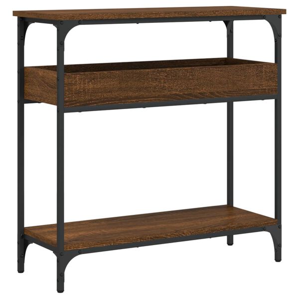 vidaXL Table console avec &eacute;tag&egrave;re ch&ecirc;ne marron 75x29x75 cm