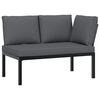 vidaXL Salon de jardin 3 pcs avec coussins noir aluminium