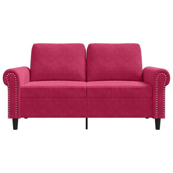 vidaXL Canapé à 2 places Rouge bordeaux 120 cm Velours