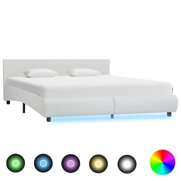 vidaXL Cadre de lit avec LED sans matelas blanc 160x200 cm