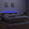 vidaXL Sommier &agrave; lattes de lit et matelas et LED Taupe 200x200cm Tissu