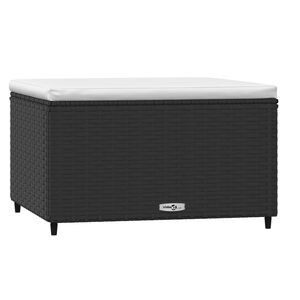 vidaXL Repose-pied de jardin avec coussin noir r&eacute;sine tress&eacute;e