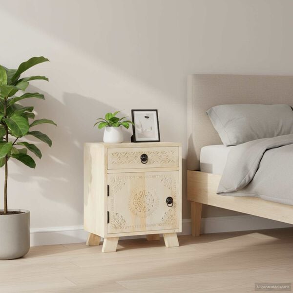 vidaXL Table de chevet 40x30x50 cm Bois de manguier massif