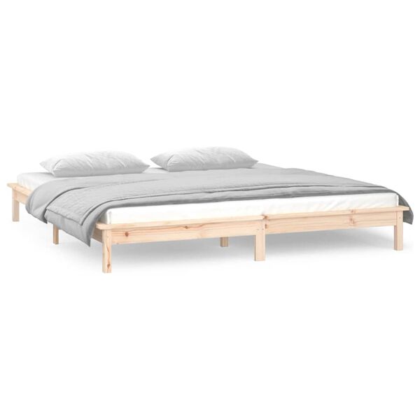 vidaXL Cadre de lit &agrave; LED sans matelas 140x200 cm bois massif
