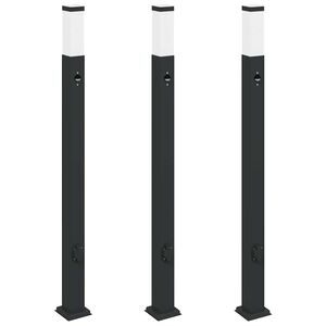 vidaXL Bornes lumineuses avec d&eacute;tecteur et prise lot de 3 110 cm noir IP44