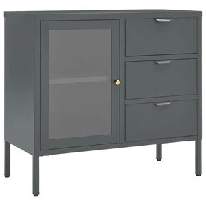 vidaXL Buffet Anthracite 75x35x70 cm Acier et verre tremp&eacute;