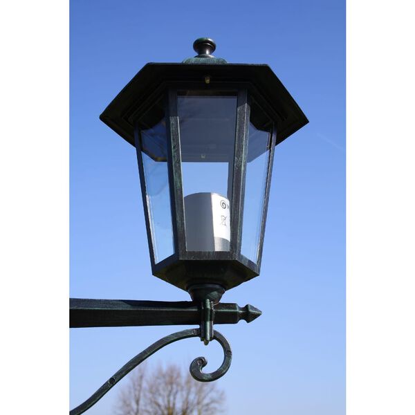 vidaXL Lampadaire de jardin 2 bras 215 cm Vert foncé/Noir Aluminium