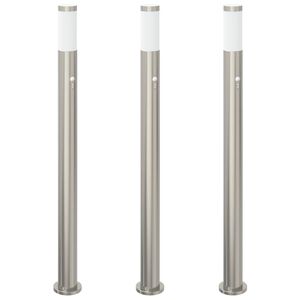vidaXL Bornes lumineuses avec d&eacute;tecteur lot de 3 110 cm acier inoxydable IP44
