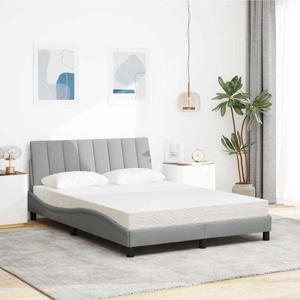 vidaXL Lit avec matelas Hanko gris clair 140x190 cm tissu