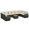 vidaXL Salon de jardin 11 pcs avec coussins noir r&eacute;sine tress&eacute;e