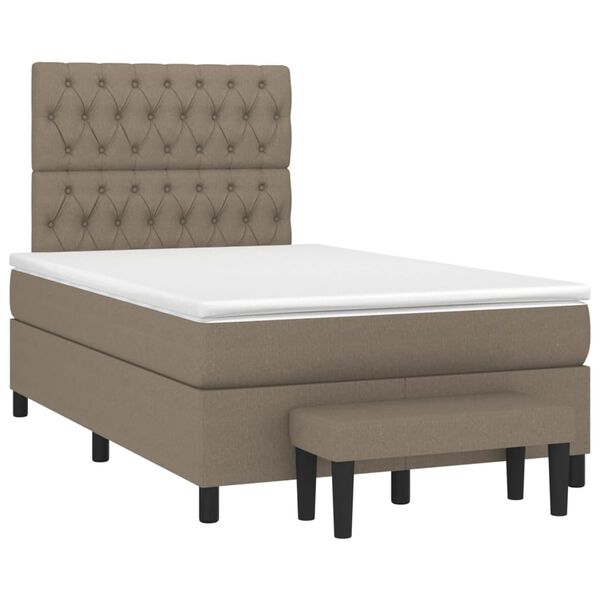 vidaXL Sommier &agrave; lattes de lit avec matelas Taupe 120x200 cm Tissu