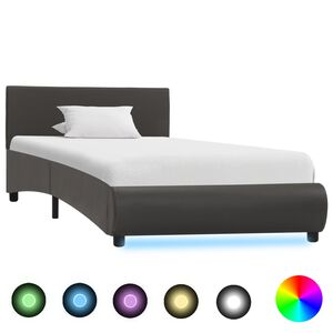 vidaXL Cadre de lit avec LED sans matelas Gris Similicuir 100x200 cm